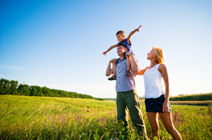 happy family having fun outdoors